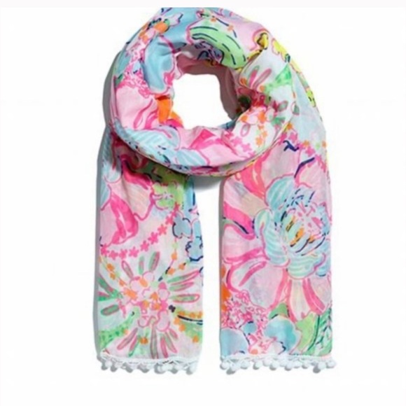 Lilly Pulitzer for Target Accessories - Lilly Pullitzer Target Nosey Posie Scarf With Pom Poms Swim Cover-Up